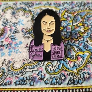 Gilmore Girls "Lorelai Gilmore is my Spirit Animal" enamel pin purple cardigan